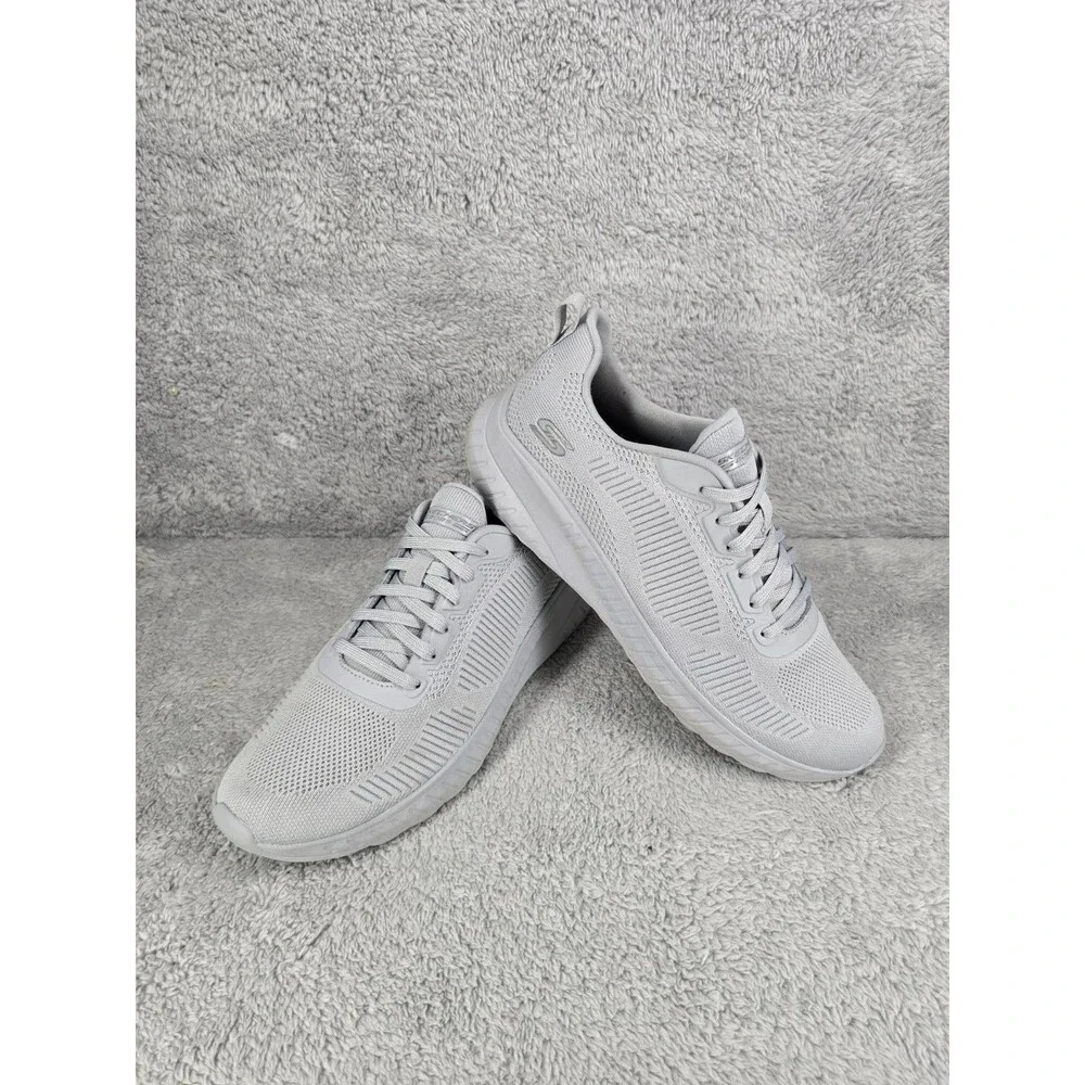 Skechers BOBS Squad Grey Knit Sneakers Women's Size 9.5 Comfort Athletic Shoes